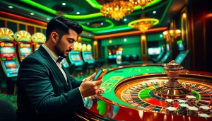 Engage with 7c77 app at a vibrant casino table setting, experiencing high-stakes action.