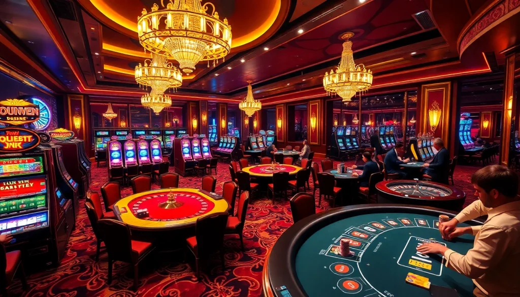 Experience the excitement at hay.win with a vibrant casino scene featuring poker tables and roulette.