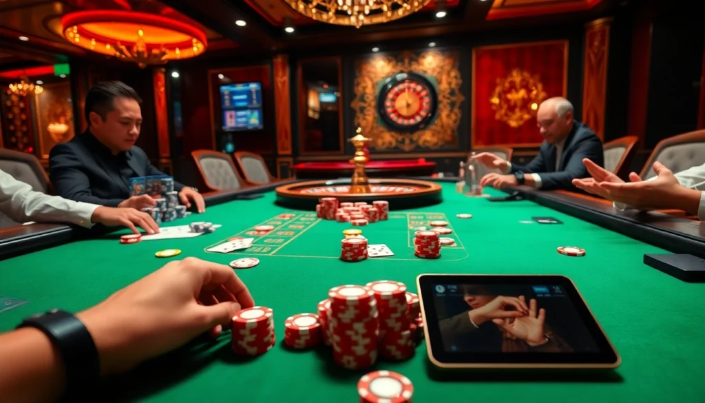 Experience excitement at GG88.BIZ with players winning big at a poker table in a luxury casino setting.