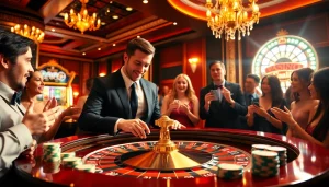 Experience the thrill of live casino action at https://vmax1.co/ with engaging players, vibrant roulette table, and authentic atmosphere.