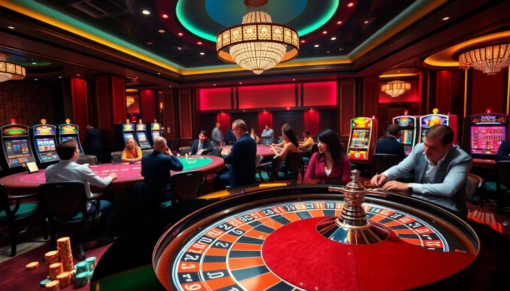 Experience high-stakes gaming at i5bet's luxurious casino tables and vibrant slot machines.