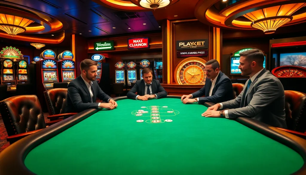 Experience the thrill of gambling at https://mm88.press/ with an elegant poker table scene.