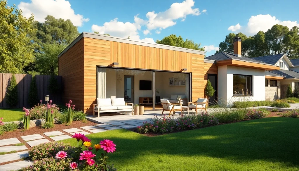 Canton Attached ADU featuring modern architecture surrounded by vibrant landscaping.