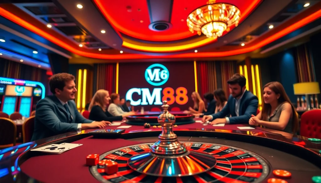 Experience thrilling gameplay at CM88 casino with vibrant tables and players engaged in action.