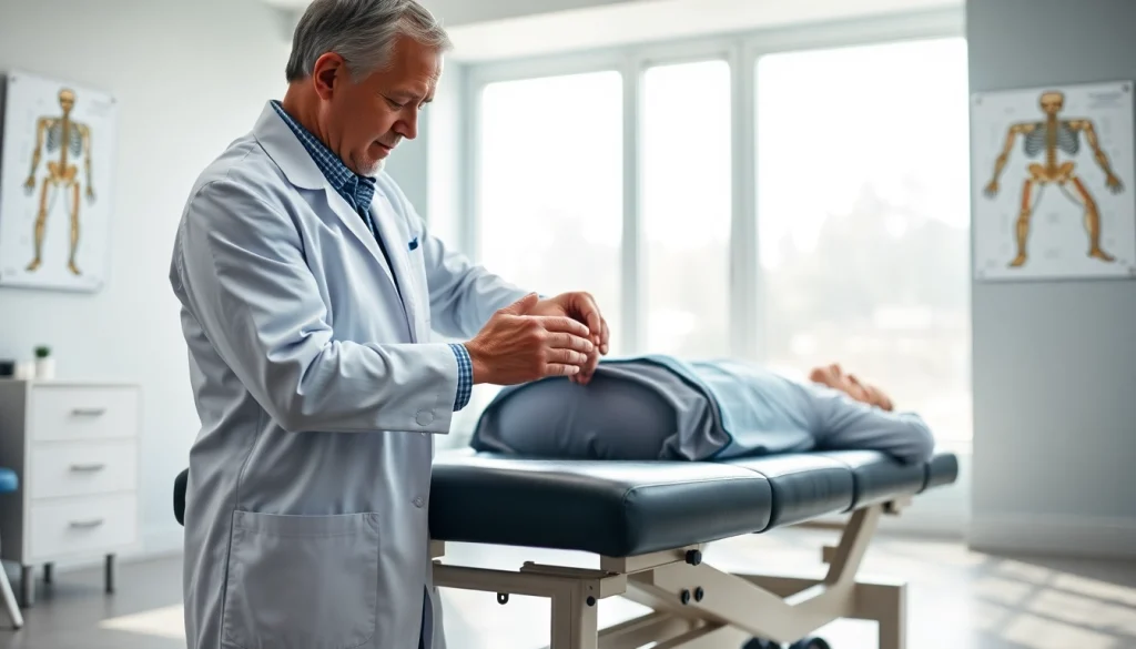 Chiropractor near me adjusting a patient's spine in a modern clinic.