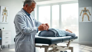 Chiropractor near me adjusting a patient's spine in a modern clinic.