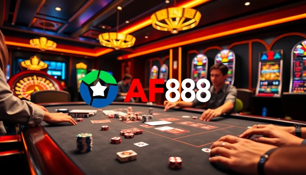 Experience the thrill of online gambling with AF88, showcasing a lively casino atmosphere.