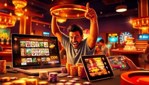 Online gaming experience at 23WIN with vibrant casino games on various devices.