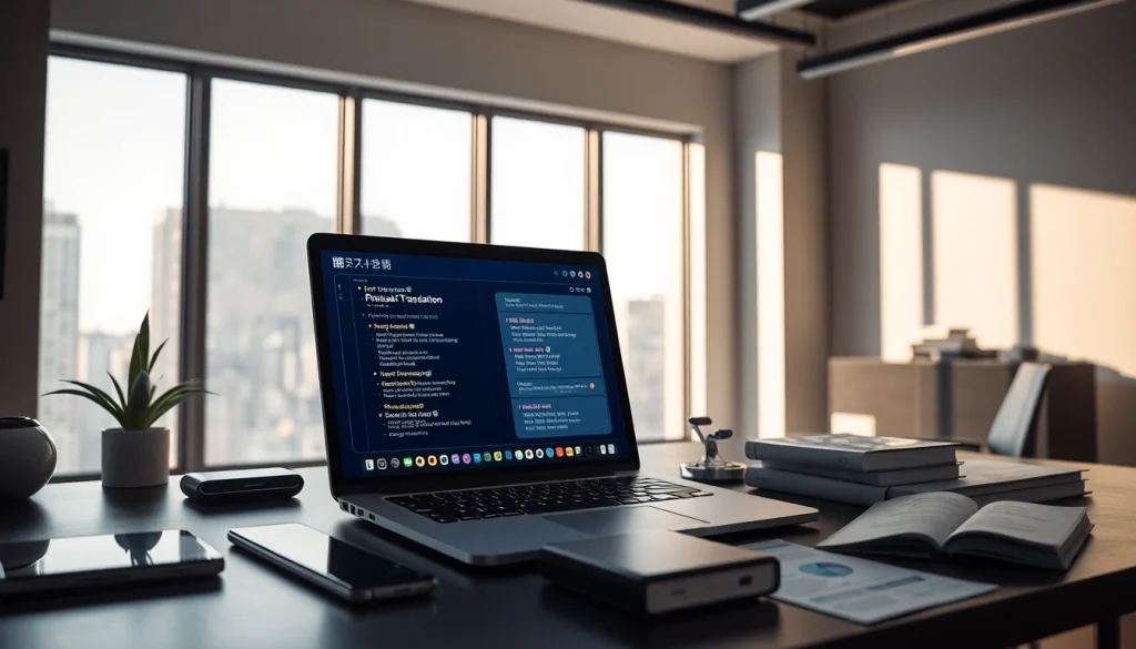 有道翻译 interface on a modern laptop, showcasing innovative translation technology.