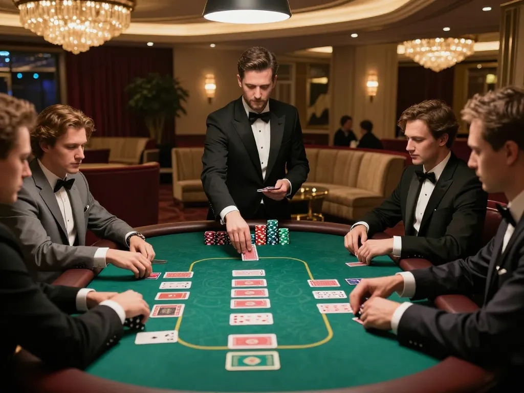 BL555 players engaging in a high-stakes poker game, showcasing strategic gameplay and casino excitement