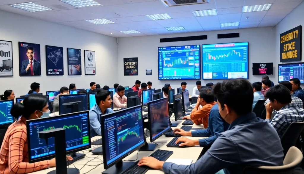 Engaged students learning stock trading at the best stock market institute in Kerala.