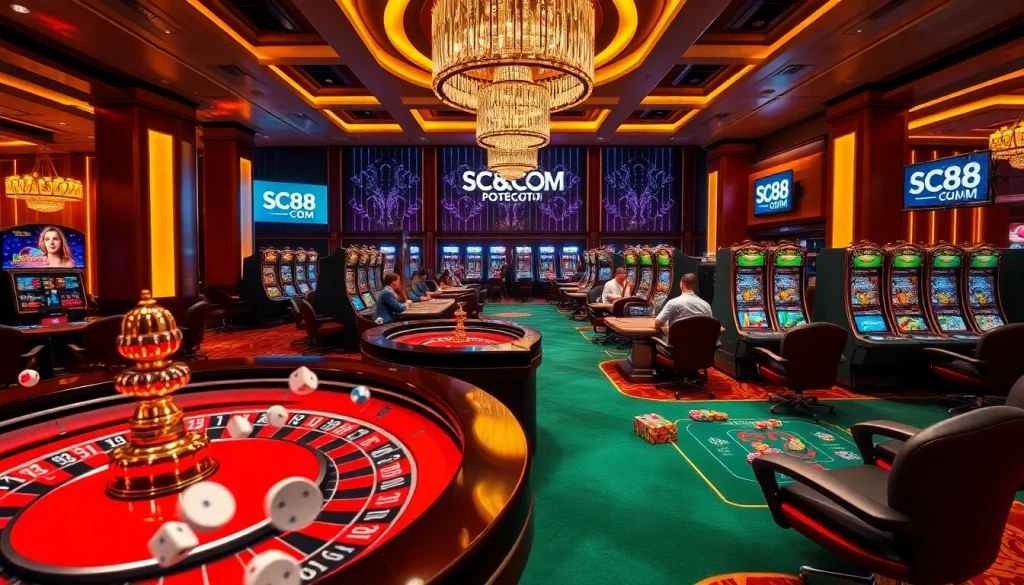 Experience the excitement of SC88 COM at a vibrant casino showcasing thrilling games.