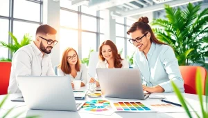 Team creating innovative essex web design in a collaborative, vibrant office environment.