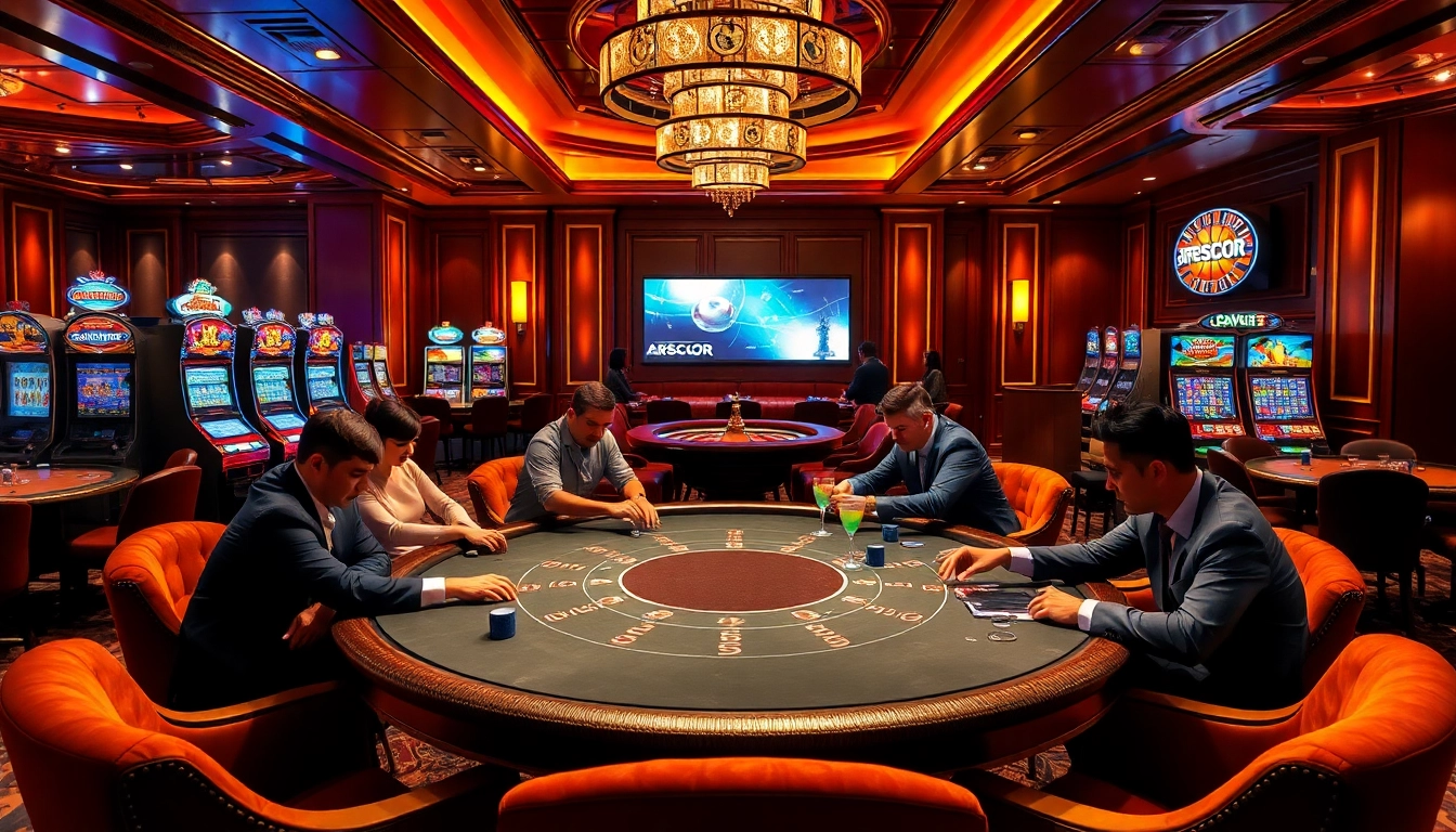 Experience thrilling gameplay at link aresgacor's vibrant casino scene with poker tables and slot machines.