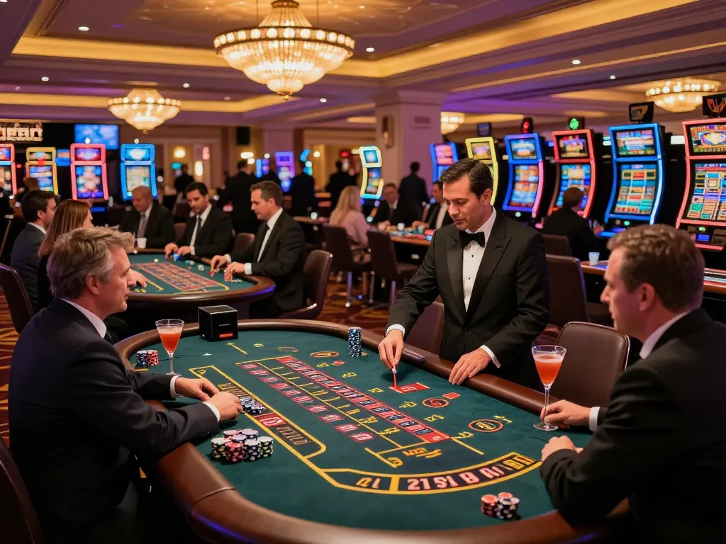 Players engaging in strategic betting at rr 88's luxurious casino floor.