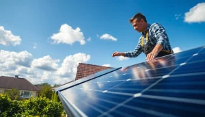 Install solar panels showcasing renewable energy solutions for sustainable living.