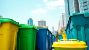 Efficient disposal bins rental showcasing vibrant, eco-friendly options for community waste management.