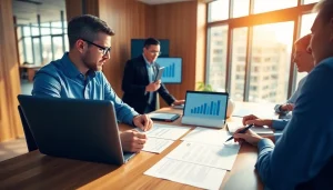 Analyzing Federal and State contracts pre-post award compliance during a business meeting.