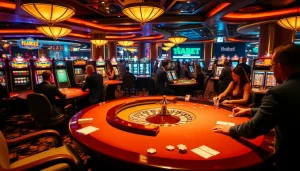 Experience the thrill of gaming at Thabet with exciting casino tables and vibrant slot machines.