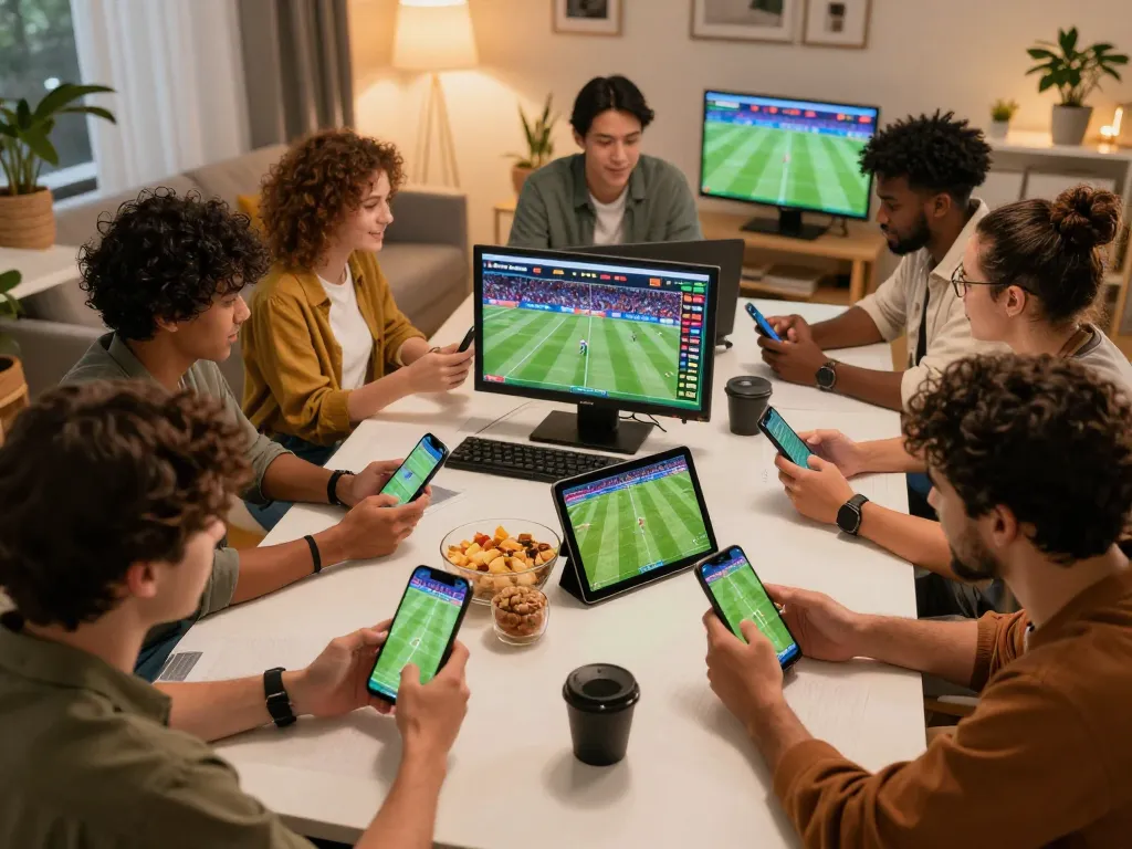 Gamblers engaging in sports betting on FB88 app from home, showcasing excitement and strategy during a live game